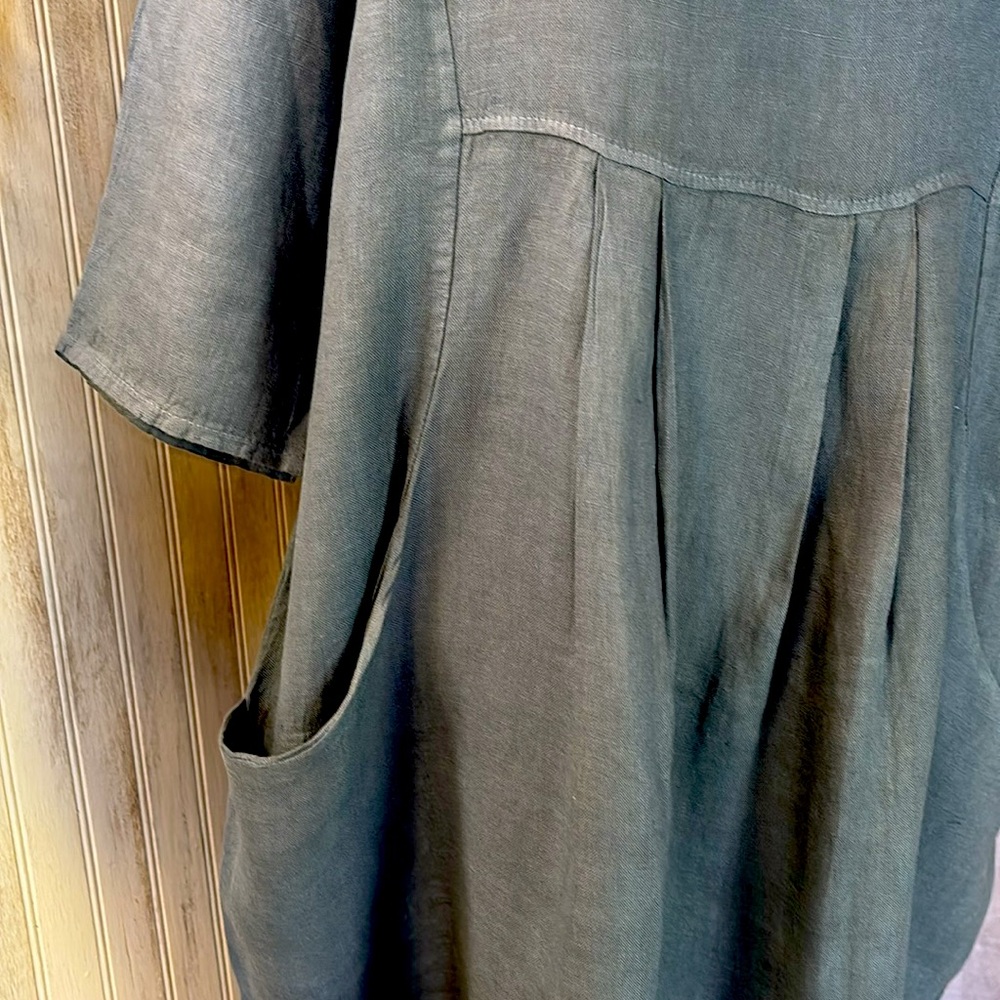 Relaxed Scoop Neck Midi Dress in Slate Blue - Picture 4 of 14